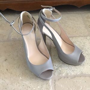 Gray Nine West Peep-toe Heels